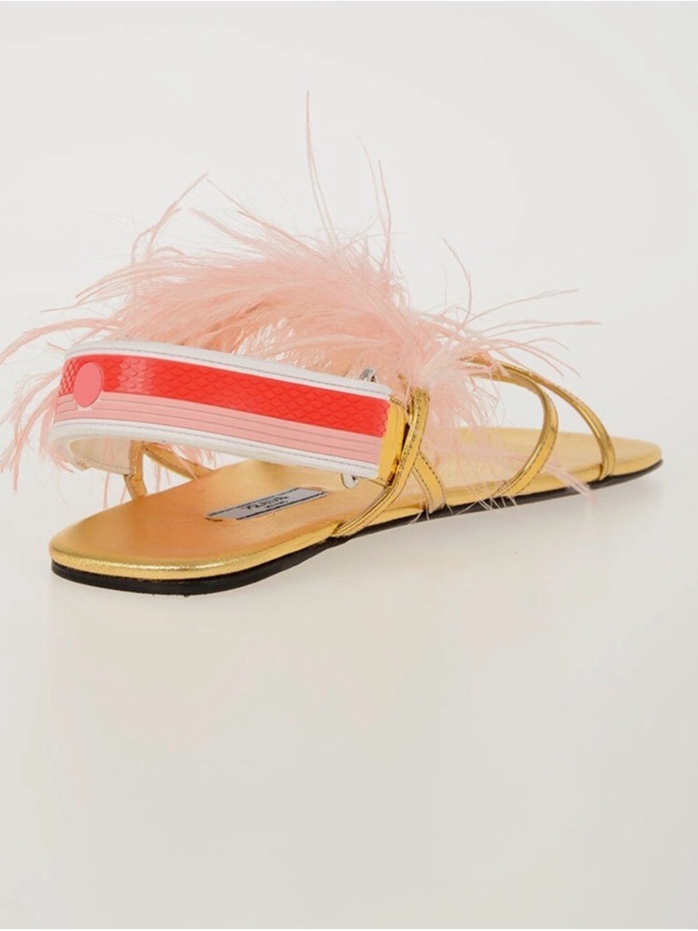 Authentic Prada Gold Leather Feather Sandals - Picture 3 of 10